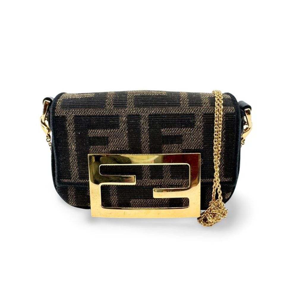 Fendi Baguette Nm Zucca Canvas Black Canvas Handbag